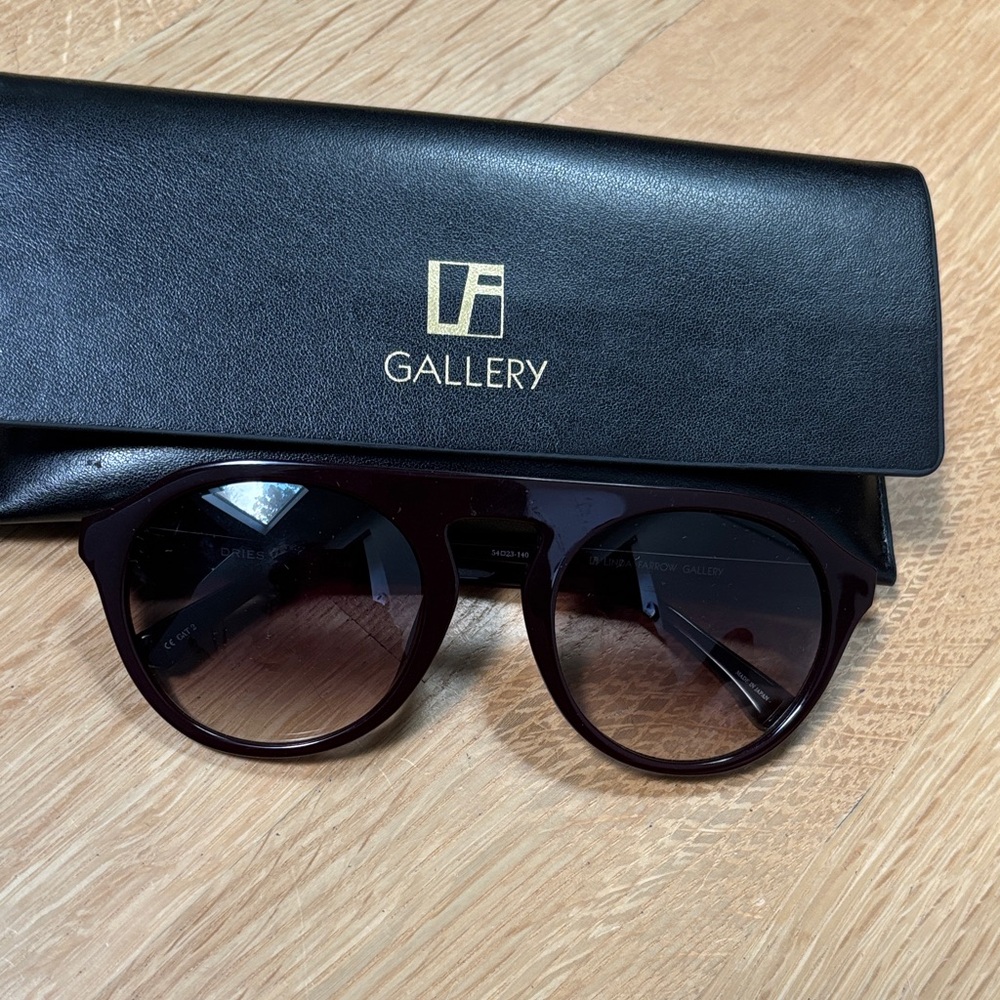 Dries Van Noten by Linda Farrow aviator  burgundy Sunglasses with Black Case